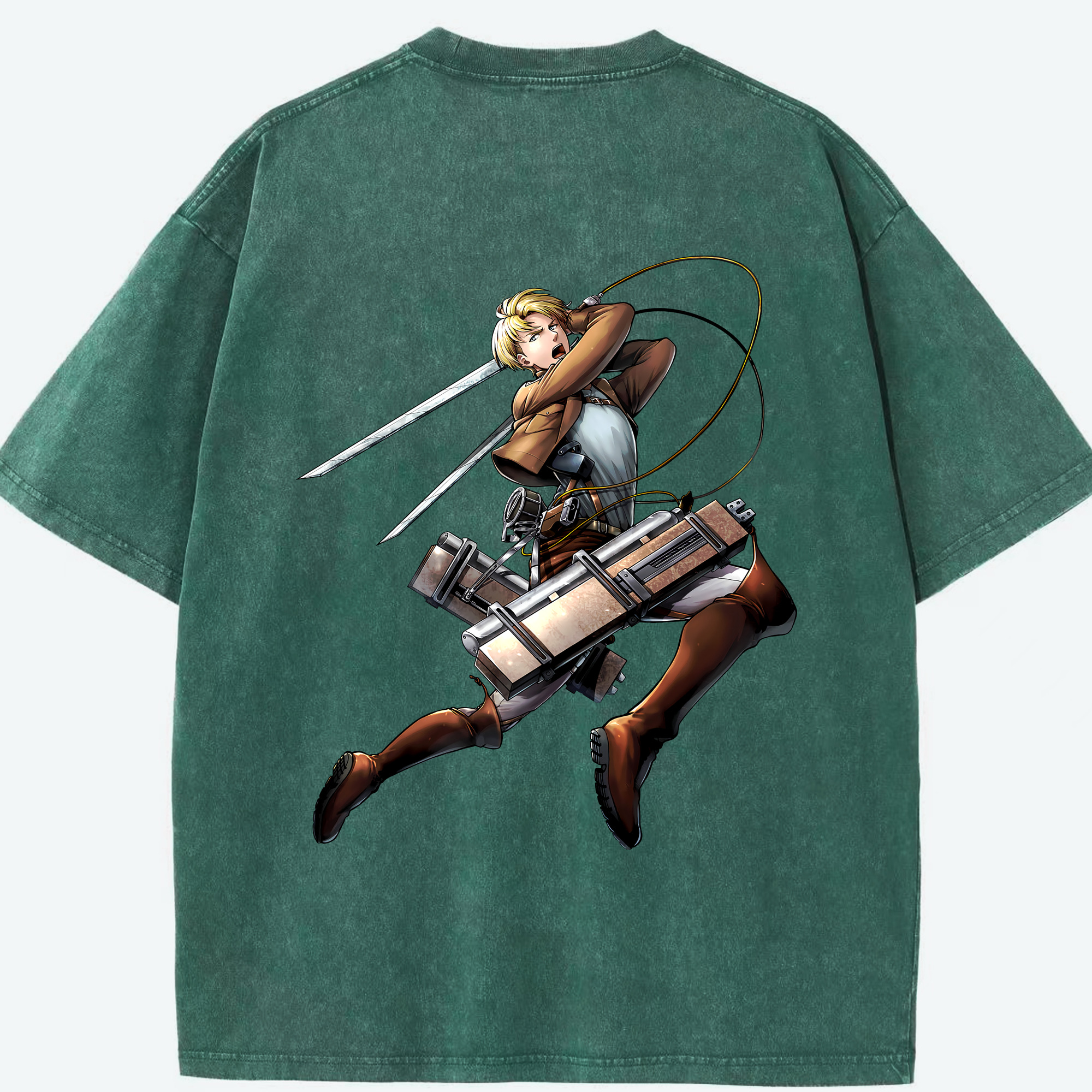 （画像用） 進撃の巨人 Attack on Titan 綿100% ヴィンテージ風 半袖Tシャツ（背面プリント）